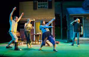 Steven Rishard, K.O. DelMarcelle, Genevieve Perrier, and Matteo J. Scammell in Philadelphia Theatre Company's production of DETROIT. Photo credit: Mark Garvin.