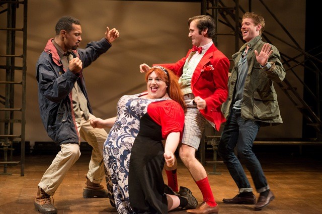 Carlo Campbell, Ryan Walter (as Audrey), Sean Close (as Touchstone), Lee Cortopassi (as Amiens). (Photo by Shawn May)