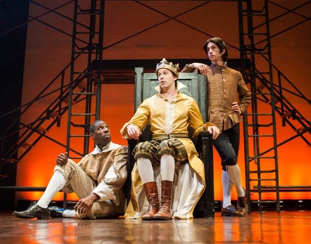 Ashton Cater (as Baggot), James-Patrick Davis (as Richard II), Alexander Harvey (as Bushy). (Photo by Shawn May)