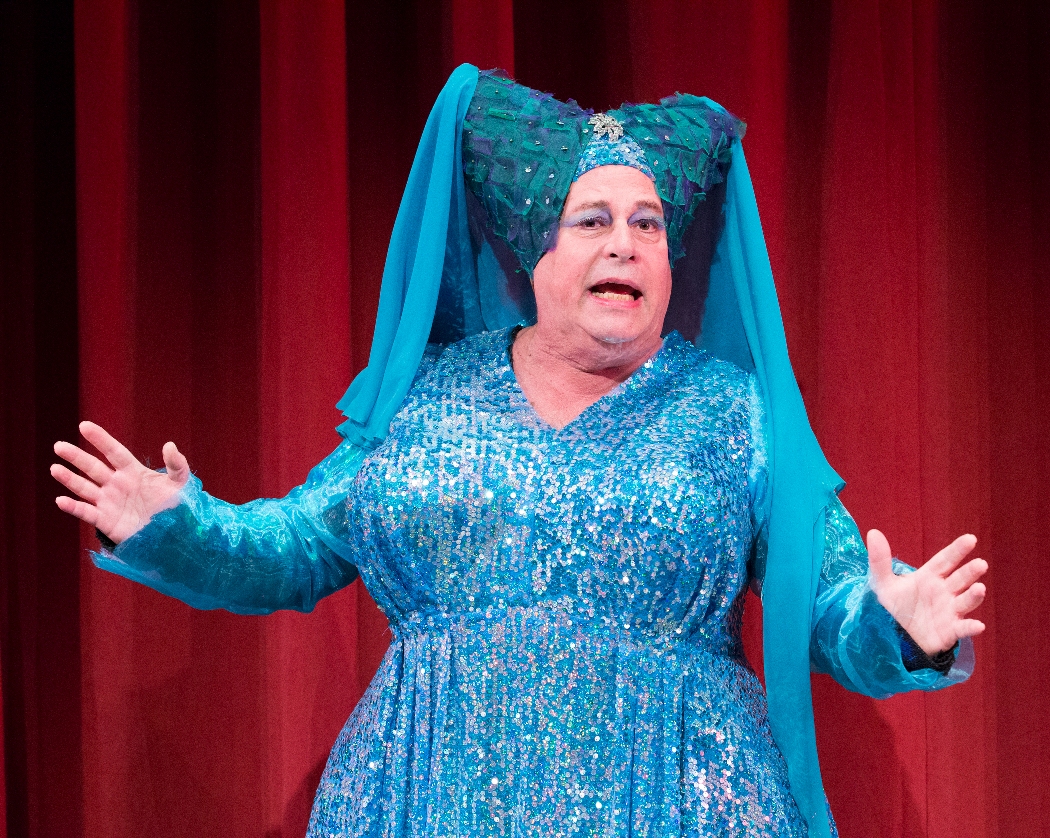 Mark Lazar as the Dame of the Lake in ARTHUR AND THE TALE OF THE RED DRAGON at People’s Light (Photo caption: Mark Garvin)