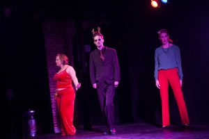 Gigi Naglak, Bryan S Clark (as Horny Rudolph), and Gwen Rooker in a previous installment of Tribe of Fools’ annual holiday burlesque (Photo credit: Plate 3 Photography)