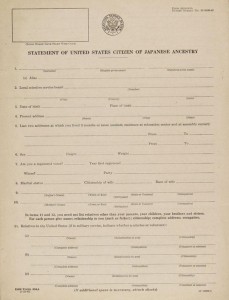 The loyalty questionnaire given to Japanese-Americans in World War II.