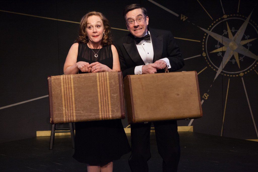 Jennifer Childs and Tony Braithwaite star in the world premiere of their original comedy cabaret, ON THE ROAD AGAIN at Act II Playhouse.  Photo by plate3.com.