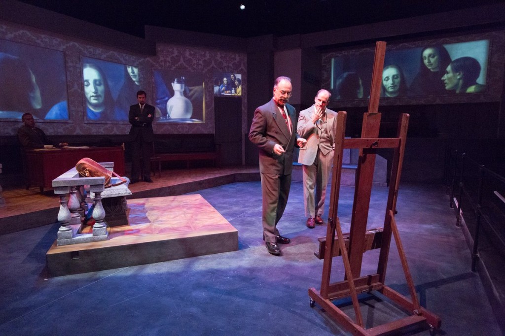 Anthony Lawton, Paul L. Nolan, Mary Lee Bednarek, and Dan Hodge in Lantern Theater Company’s world premiere production of Bruce Graham’s THE CRAFTSMAN. Photo by Mark Garvin.