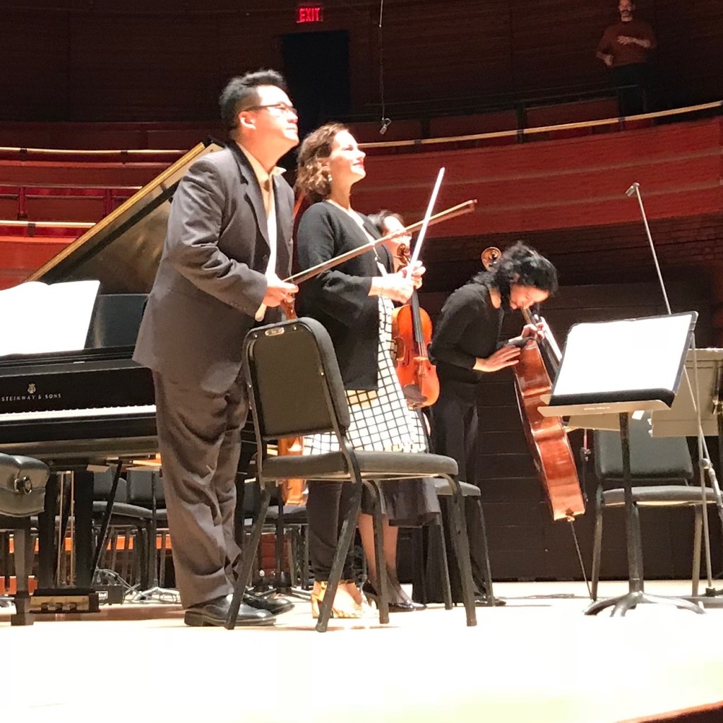 L to R Che-Hung Chen, Hilary Hahn, Natalie Zhu, Yumi Kendall. Photo by George Bell.