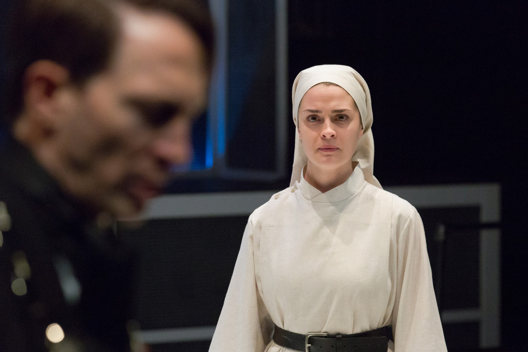 Ben Dibble and Claire Inie-Richards in Lantern Theater Company's production of MEASURE FOR MEASURE  by William Shakespeare, directed by Charles McMahon.  Photo by Mark Garvin.
