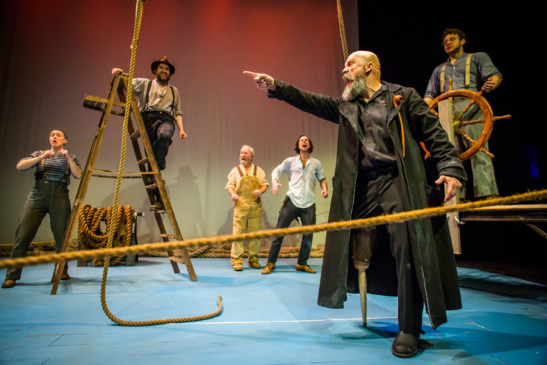 Robert Smythe (foreground) as Captain Ahab in MOBY-DICK. Photo by 