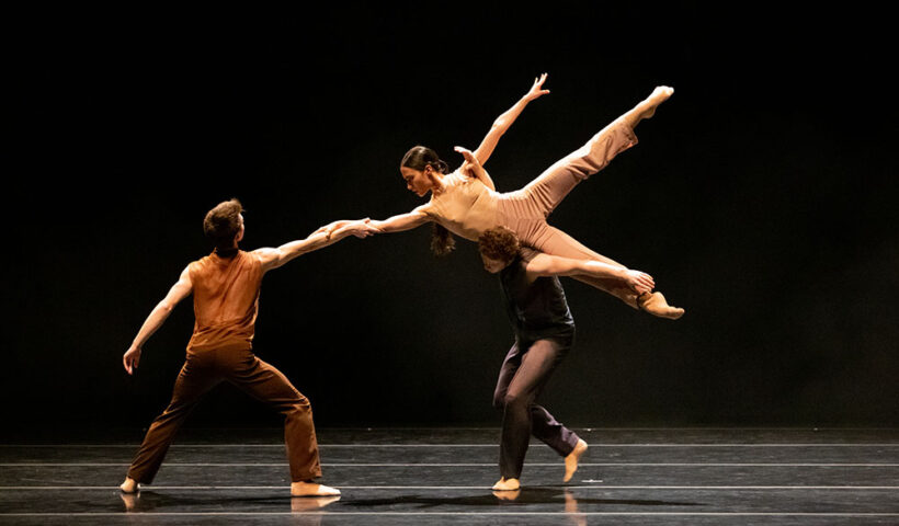 Nicholas Patterson, Gabriela Mesa, and Cory Ogdahl of Philadelphia Ballet in “Persistence of Memory”. Photo by Alexander Iziliaev.