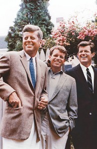 John F. Kennedy, Robert F. Kennedy (middle), and Ted Kennedy. 