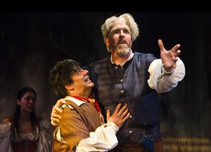 Sonny Leo and Peter Schmitz star as Sancho Panza and Don Quixote in Act II Playhouse's production of "Man of La Mancha," now playing through June 8, 2014. Photo by Bill D'Agostino.