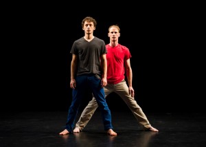 Ben Grinberg (left) and Nick Gillette in a Fresh Tracks performance at New York Live Arts. Photo credit Ian Douglas.