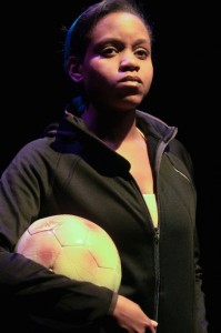 Aimé Donna Kelly in THE DANGEROUS HOUSE OF PRETTY MBANE at InterAct Theatre Company.