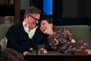 Pearce Bunting and Catharine Slusar star as George and Martha in Theatre Exile’s WHO’S AFRAID OF VIRGINIA WOOLF (Photo credit: Paola Nogueras)