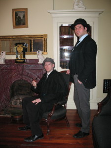 Holmes (Josh Hitchens) and Watson (Peter Zielinski) at home in the Ebeneezer Maxwell Mansion.