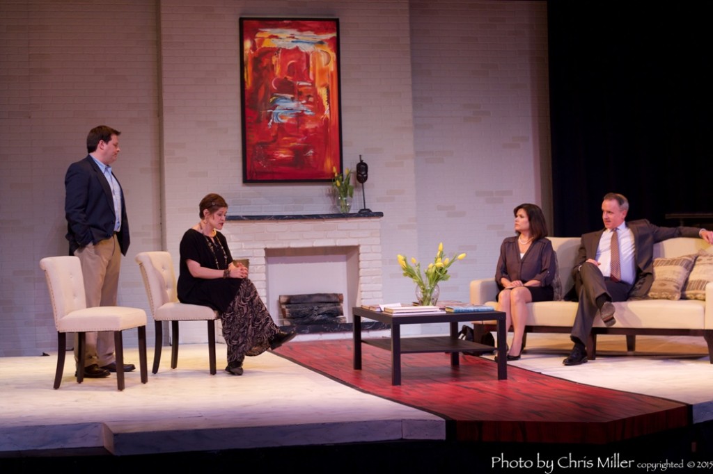 The ensemble (left to right: John Jackowski, Jessica Doheny, Maureen Corson, and Paul McElwee) of Ritz Theatre Company’s GOD OF CARNAGE (Photo credit: Chris Miller) 