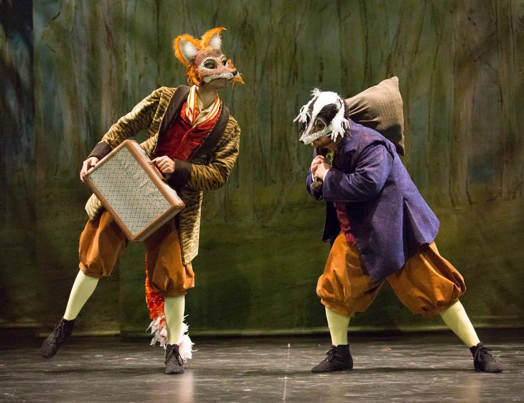 The villains Mr. Tod and Tommy Brock in Enchantment’s PETER RABBIT TALES (Photo credit: Mark Garvin)