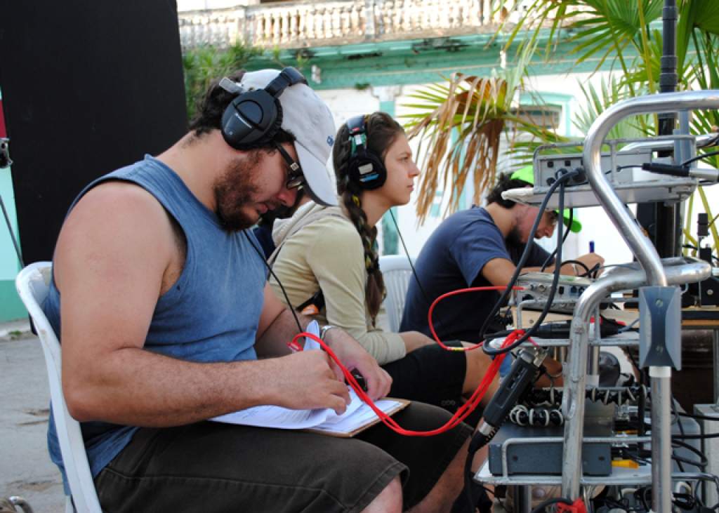 Students sound recording at the International School of Film and Television of San Antonio de los Baños,
