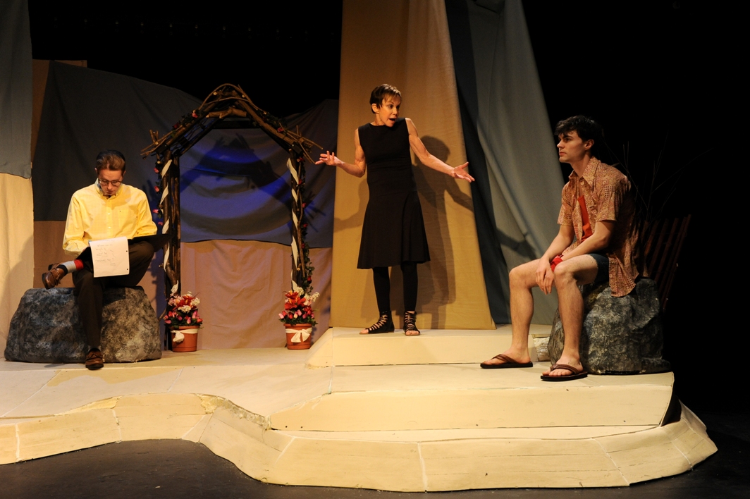 RJ Magee, Renee Richman-Weisband, and Arlen Hancock in Isis’s TOO MUCH SUN (Photo credit: Kristine DiGrigoli)