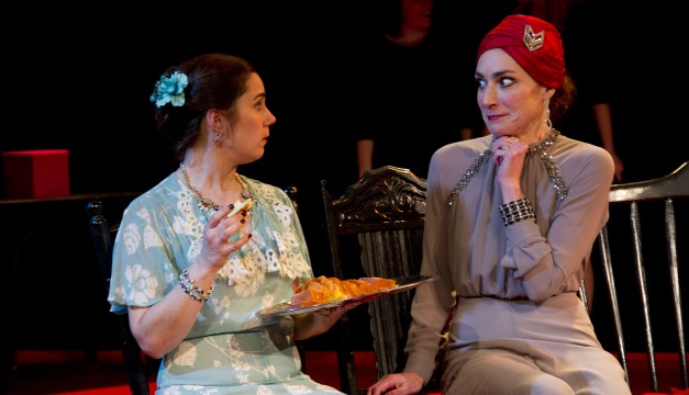Geneviève Perrier and Mary Lee Bednarek in THE WOMEN.  Photo by Dave Sarrafian.