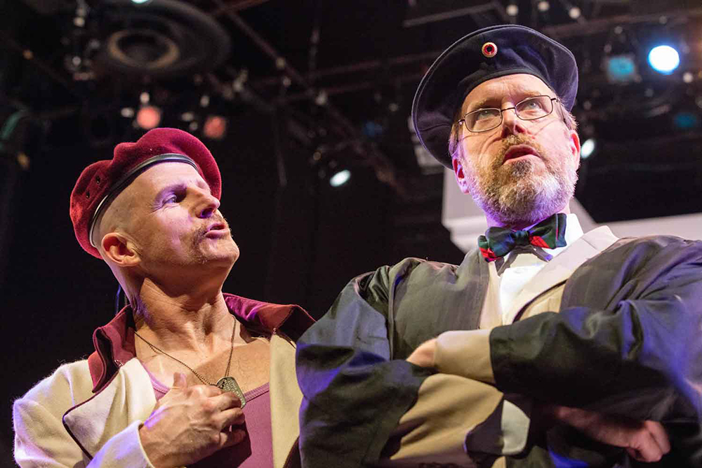 Anthony Lawton as Don Adriano de Armado and Peter Schmitz as Holofernes. Photo by Lee A. Butz. 