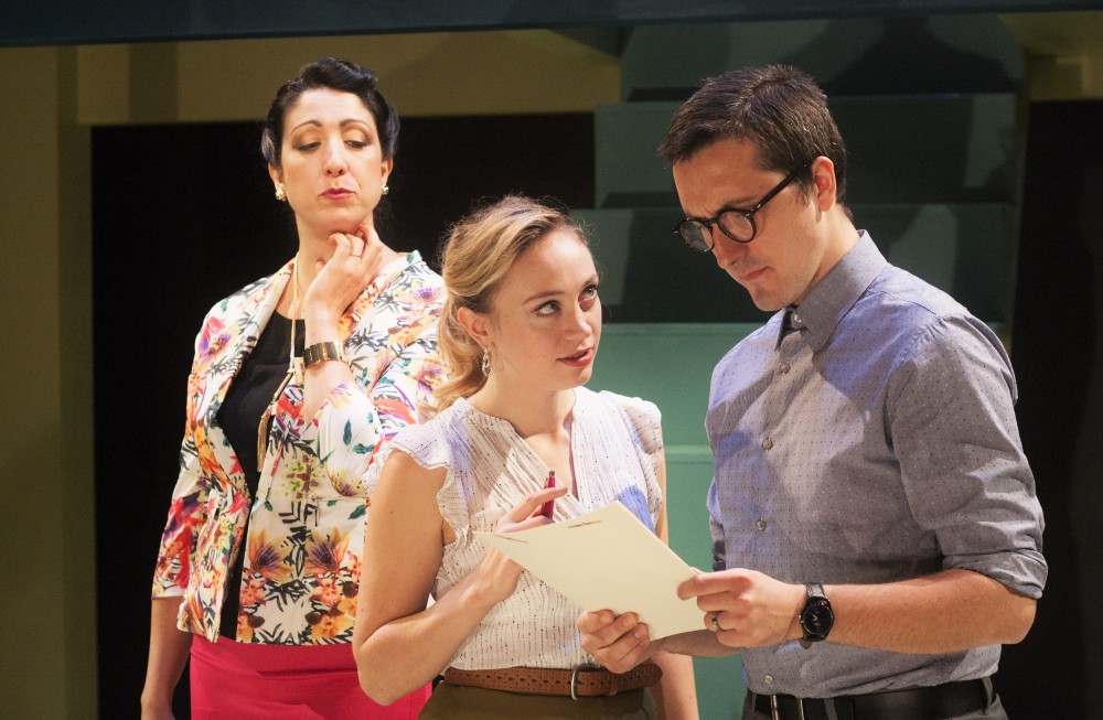 (l-r) Eleni Delopoulos, Emilie Krause, and Adam Hammet in RADIANT VERMIN. Photo credit: Katie Reing.