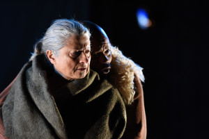 Janis Dardaris (as Mother Courage), Forrest McClendon (as The Cook). Photo by Shawn May. 