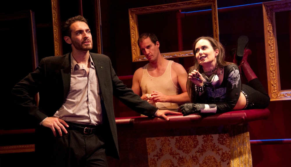 Chris Anthony, Ross Beschler, and Kayla Anthony in DELIRIUM. (Photo by Dave Sarrafian)