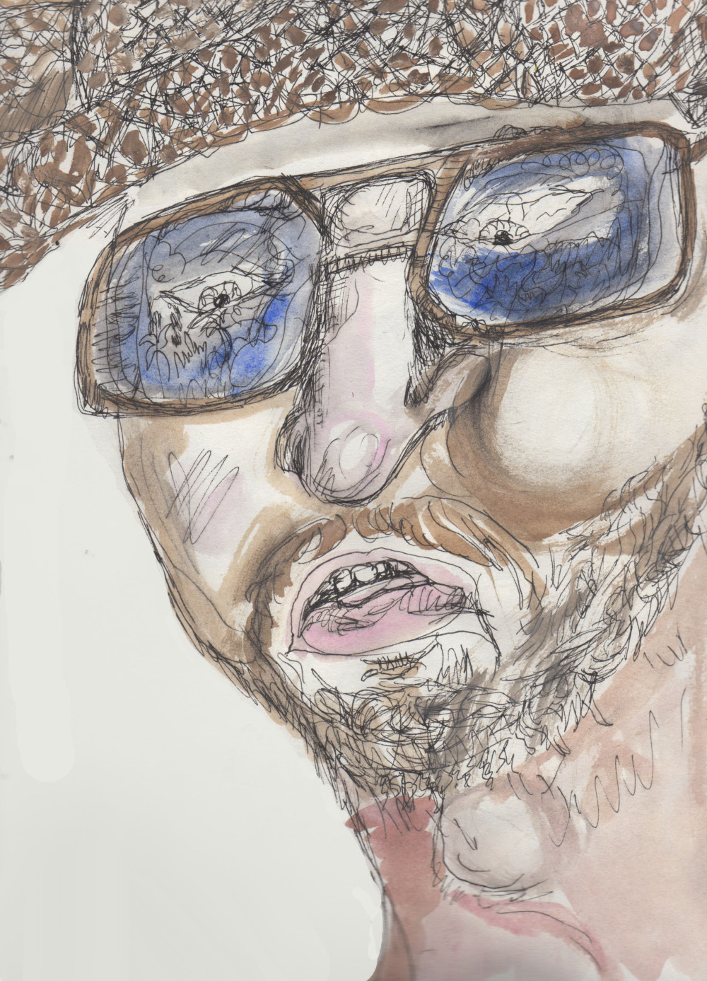 Chris Davis in One-Man Apocalypse Now as sketched by Chuck Schultz.