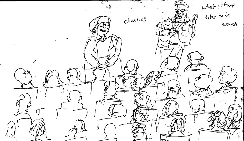 After show talk. Sketch by Chuck Schultz.
