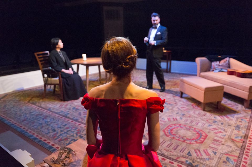 Becky Chong, Katharine Powell, and Cody Nickell in A DOLL'S HOUSE. Costumes by Olivera Gajic; set by Jorge Cousineau. Photo by 