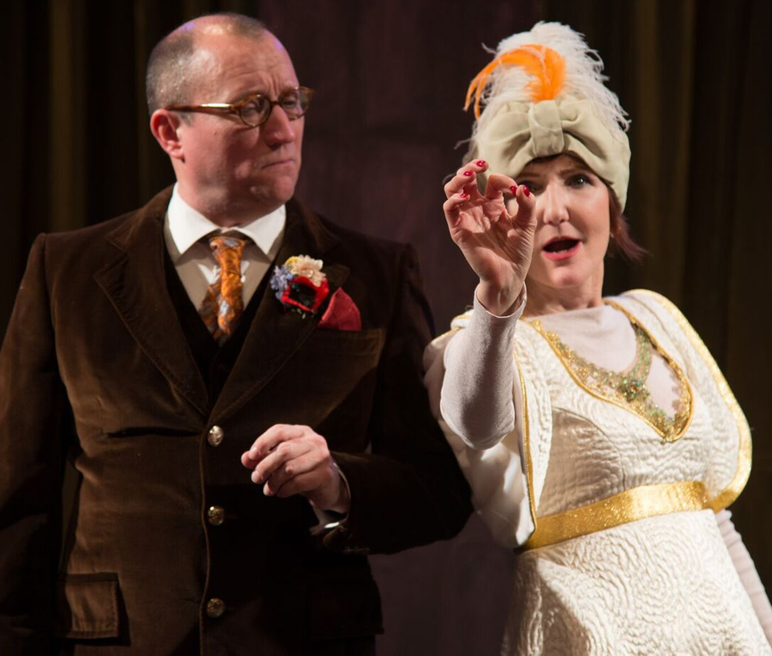 Bob Schmidt as Lord Hector, Tina Brock as The Duchess in TIME REMEMBERED. Photo by Johanna Austin.