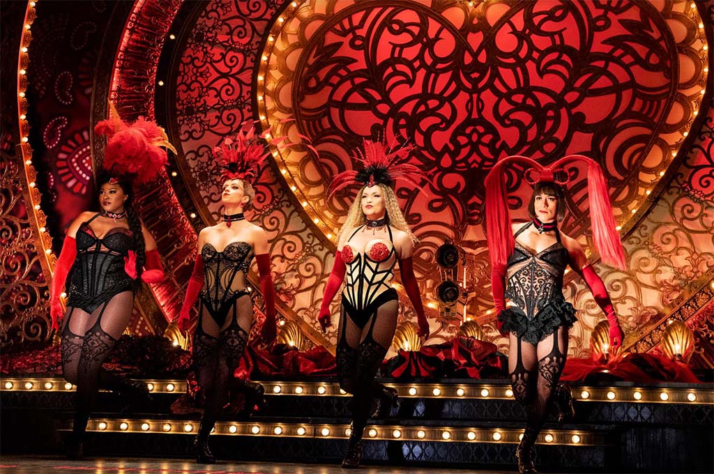 Harper Miles, Libby Lloyd, Nicci Claspell and Andres Quintero in the North American Tour of Moulin Rouge! The Musical
